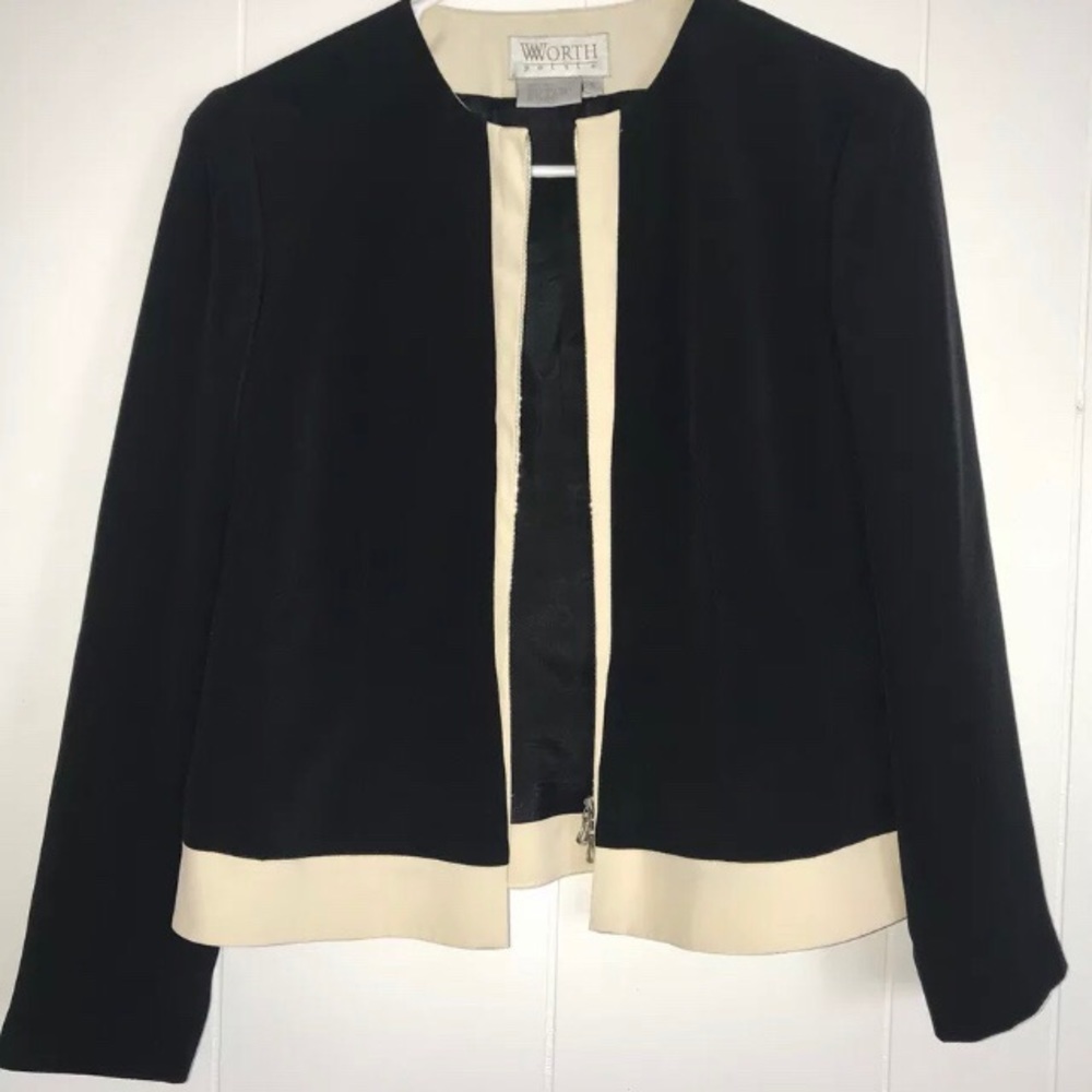 Womens Worth Blazer Zip Up Jacket 6p 100% Silk